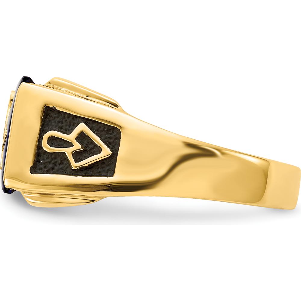 10K Yellow Gold Men's Polished and Textured Masonic Ring Mounting for 12x10mm Rectangular Stone