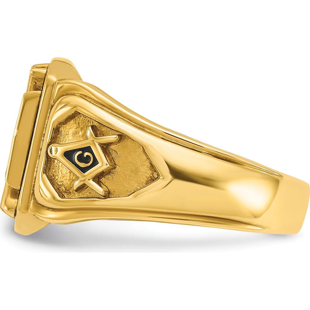 10K Yellow Gold Men's Polished and Textured Multi-Color Enamel Knights Templar Masonic Ring
