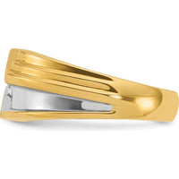 10K Yellow Gold Men's Polished Diamond Band Ring with Black Rhodium Accents - 0.15 Carats Round Diamond by IBGoodman