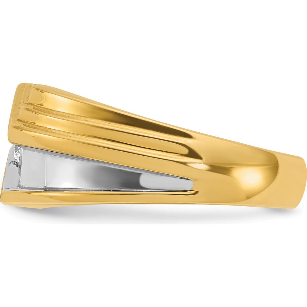 10K Yellow Gold Men's Polished Diamond Band Ring with Black Rhodium Accents - 0.15 Carats Round Diamond by IBGoodman