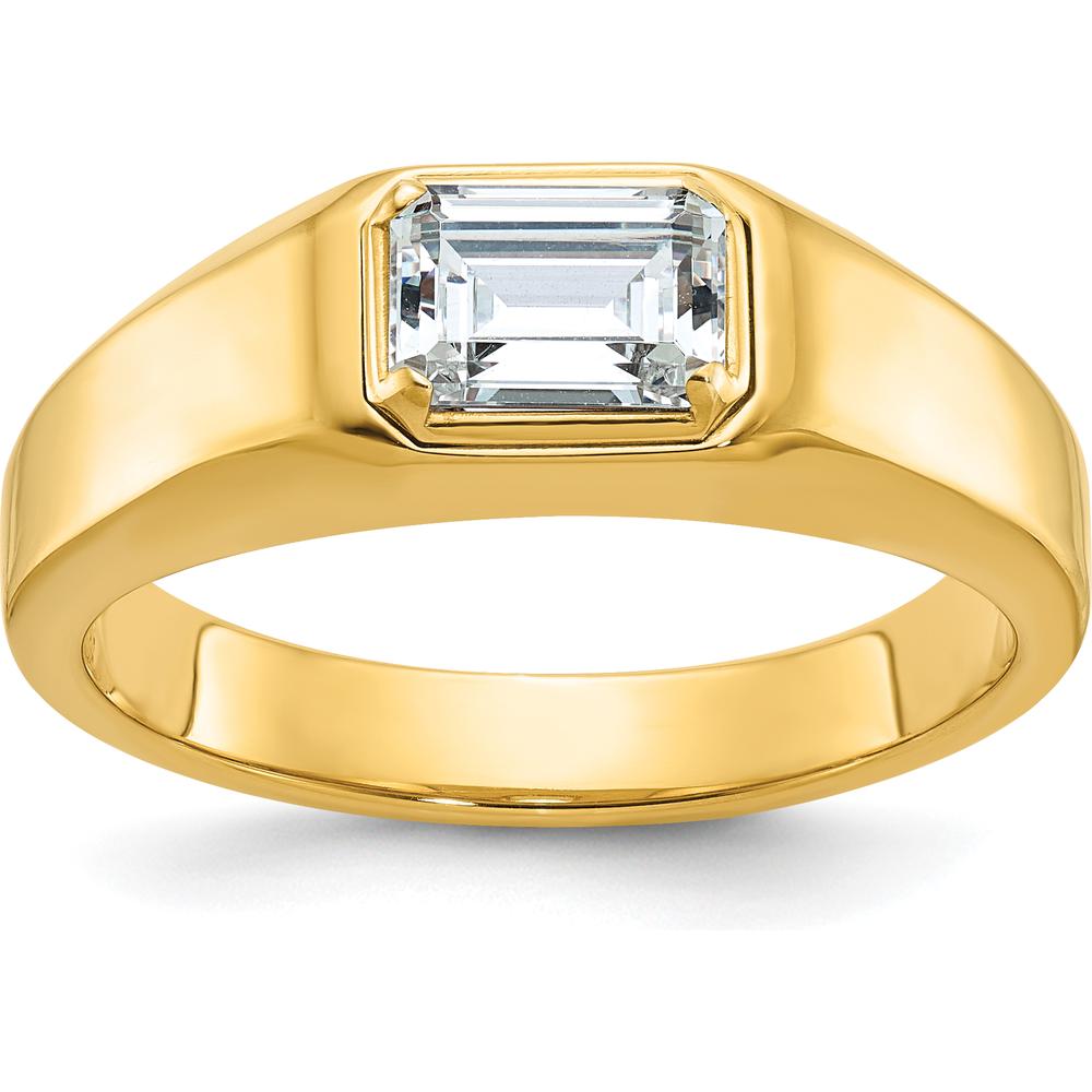 10K Yellow Gold Men's Polished Emerald-Cut Stone Ring Mounting by IBGoodman