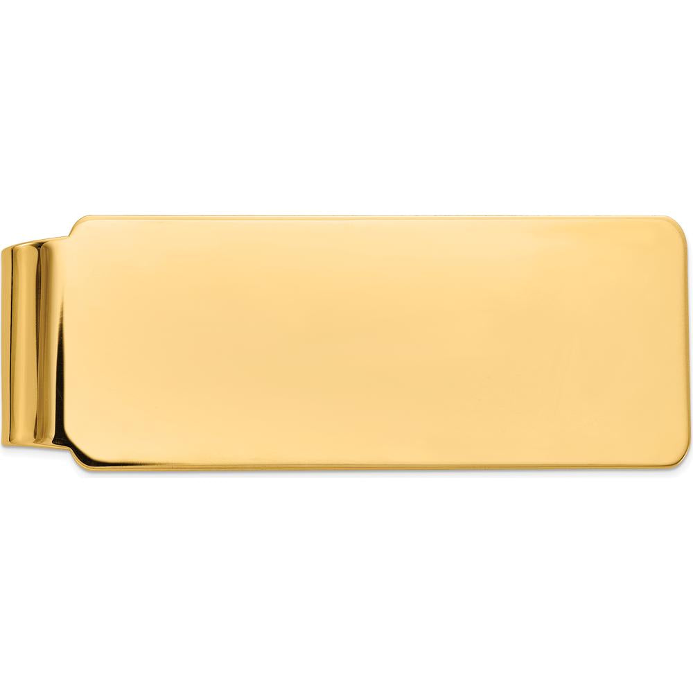 10K Yellow Gold Men's Polished Money Clip - Engravable, 52mm Length, 20mm Width