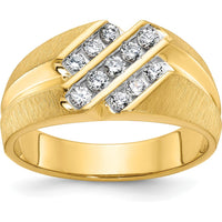 10K Yellow Gold Men's Polished Satin and Grooved Band Ring by IBGoodman
