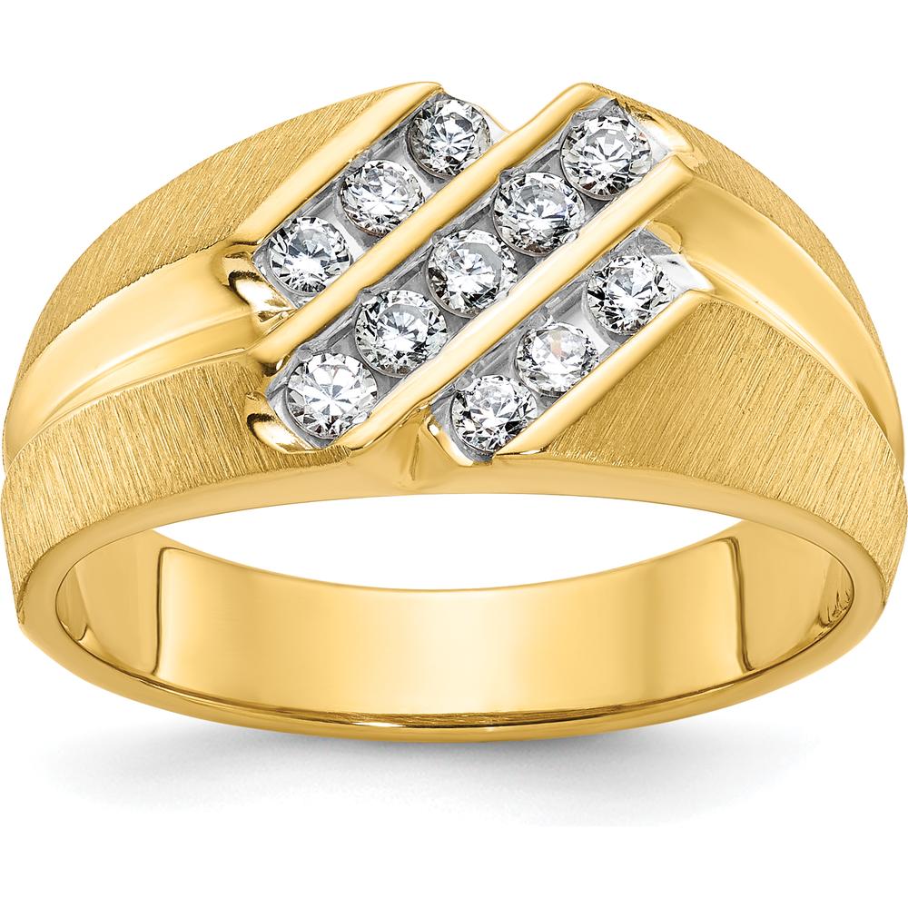 10K Yellow Gold Men's Polished Satin and Grooved Band Ring by IBGoodman