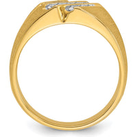 10K Yellow Gold Men's Polished Satin and Grooved Band Ring by IBGoodman