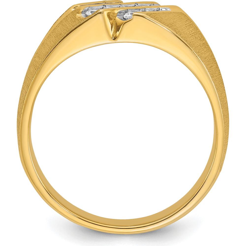 10K Yellow Gold Men's Polished Satin and Grooved Band Ring by IBGoodman