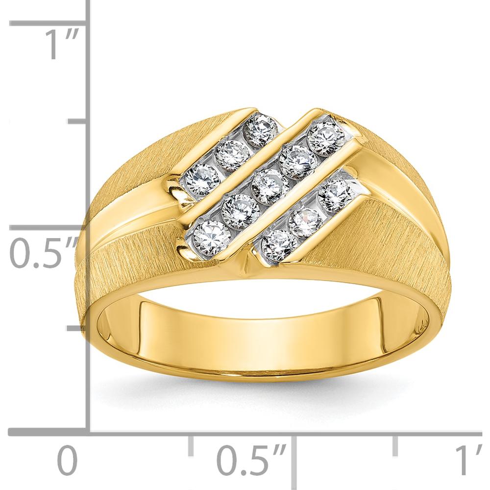 10K Yellow Gold Men's Polished Satin and Grooved Band Ring by IBGoodman