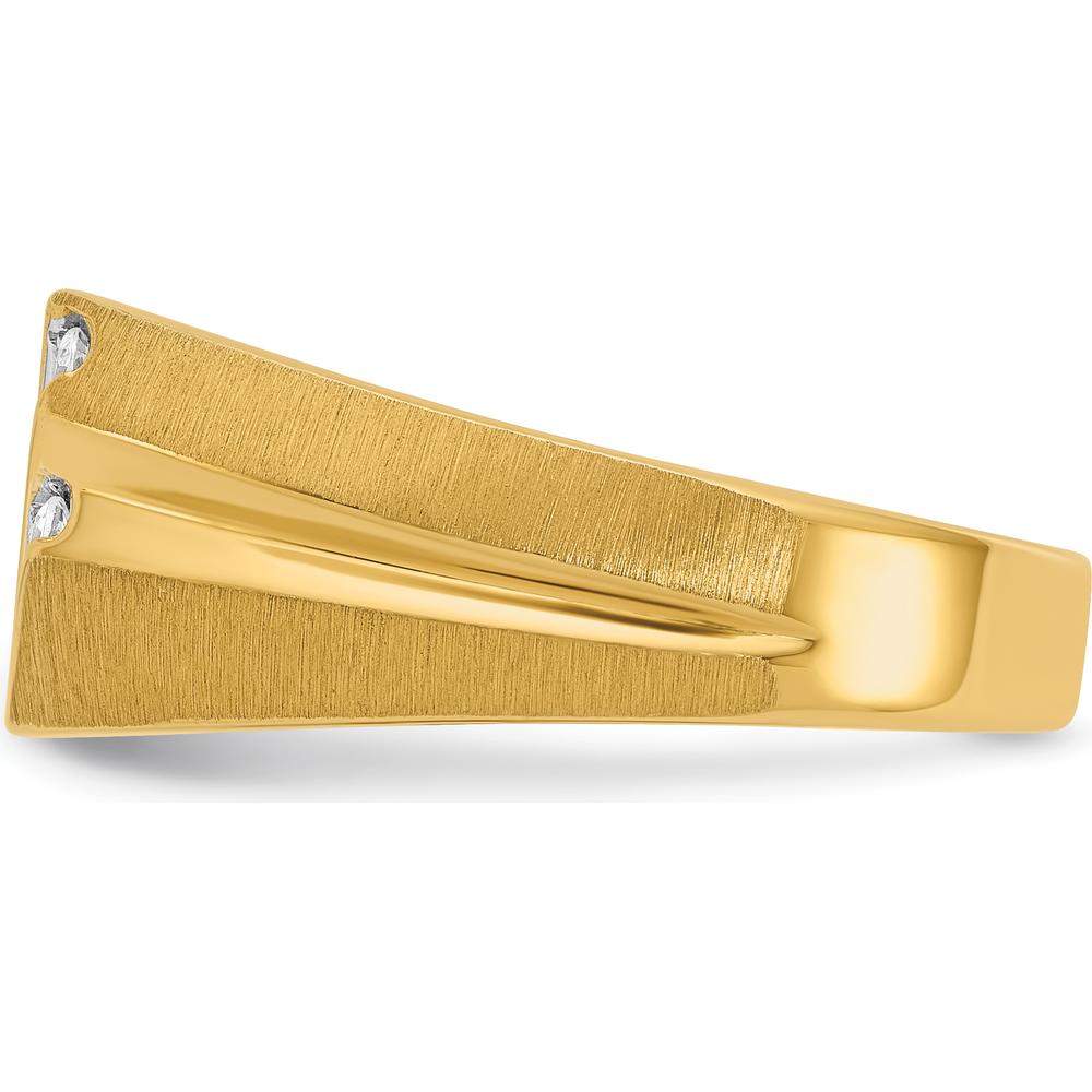10K Yellow Gold Men's Polished Satin and Grooved Band Ring by IBGoodman