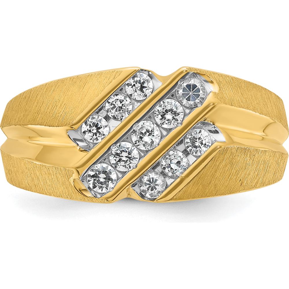 10K Yellow Gold Men's Polished Satin and Grooved Band Ring by IBGoodman