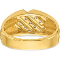 10K Yellow Gold Men's Polished Satin and Grooved Band Ring by IBGoodman