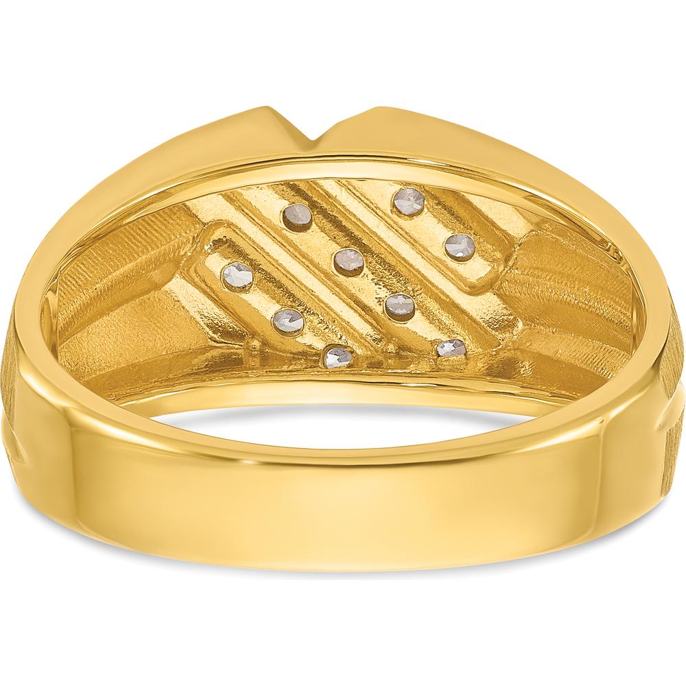 10K Yellow Gold Men's Polished Satin and Grooved Band Ring by IBGoodman
