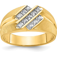 10K Yellow Gold Men's Polished Satin and Grooved Ring by IBGoodman