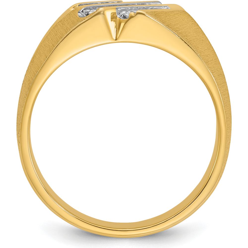 10K Yellow Gold Men's Polished Satin and Grooved Ring by IBGoodman