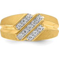 10K Yellow Gold Men's Polished Satin and Grooved Ring by IBGoodman