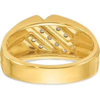 10K Yellow Gold Men's Polished Satin and Grooved Ring by IBGoodman