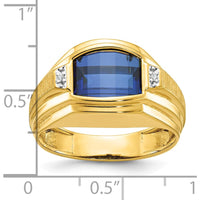 10K Yellow Gold Men's Polished/Satin Criss-Cross Sapphire and Diamond Ring by IBGoodman