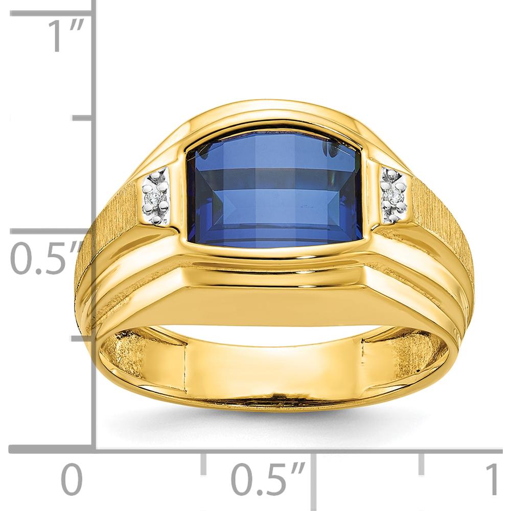 10K Yellow Gold Men's Polished/Satin Criss-Cross Sapphire and Diamond Ring by IBGoodman