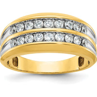 10K Yellow Gold Men's Polished Two-Row Diamond Ring with A Quality Diamonds - 3/4 Carats Total Diamond Weight by IBGoodman