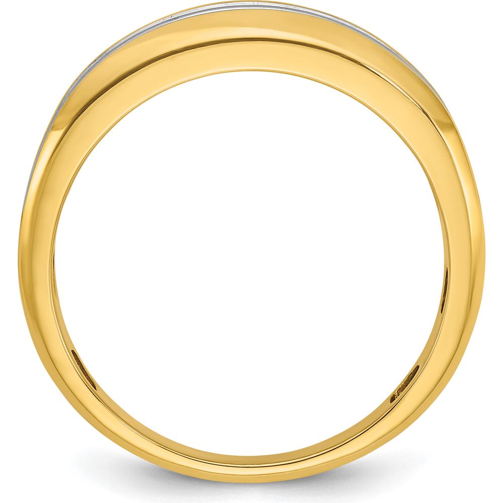 10K Yellow Gold Men's Polished Two-Row Diamond Ring with A Quality Diamonds - 3/4 Carats Total Diamond Weight by IBGoodman