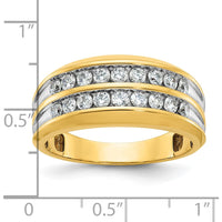10K Yellow Gold Men's Polished Two-Row Diamond Ring with A Quality Diamonds - 3/4 Carats Total Diamond Weight by IBGoodman