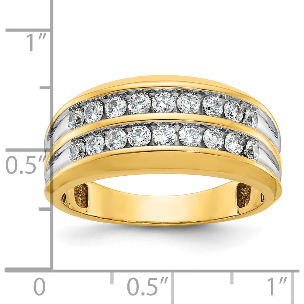 10K Yellow Gold Men's Polished Two-Row Diamond Ring with A Quality Diamonds - 3/4 Carats Total Diamond Weight by IBGoodman