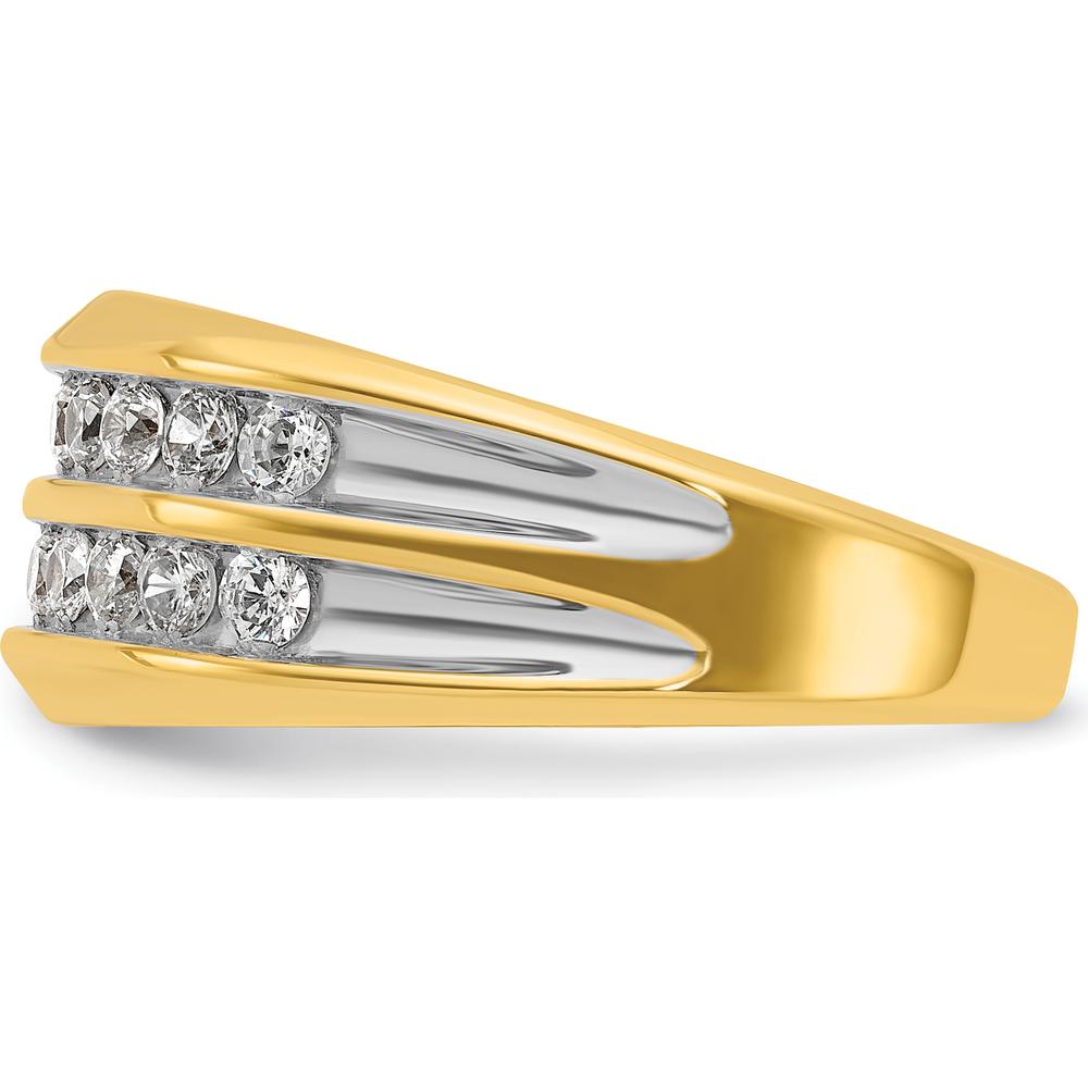 10K Yellow Gold Men's Polished Two-Row Diamond Ring with A Quality Diamonds - 3/4 Carats Total Diamond Weight by IBGoodman
