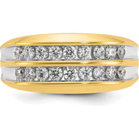 10K Yellow Gold Men's Polished Two-Row Diamond Ring with A Quality Diamonds - 3/4 Carats Total Diamond Weight by IBGoodman