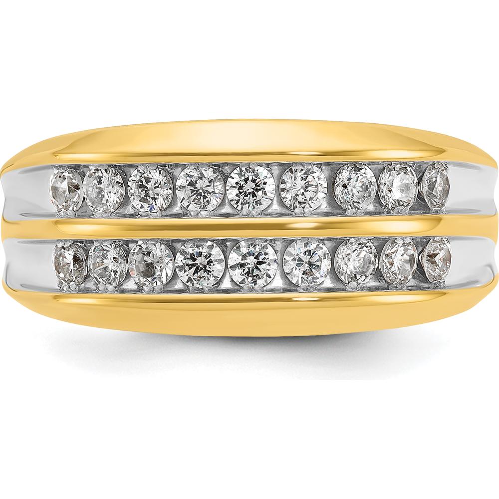 10K Yellow Gold Men's Polished Two-Row Diamond Ring with A Quality Diamonds - 3/4 Carats Total Diamond Weight by IBGoodman