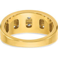 10K Yellow Gold Men's Polished Two-Row Diamond Ring with A Quality Diamonds - 3/4 Carats Total Diamond Weight by IBGoodman
