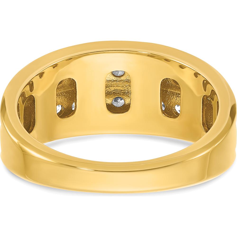 10K Yellow Gold Men's Polished Two-Row Diamond Ring with A Quality Diamonds - 3/4 Carats Total Diamond Weight by IBGoodman