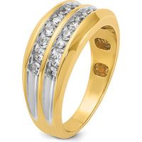10K Yellow Gold Men's Polished Two-Row Diamond Ring with A Quality Diamonds - 3/4 Carats Total Diamond Weight by IBGoodman