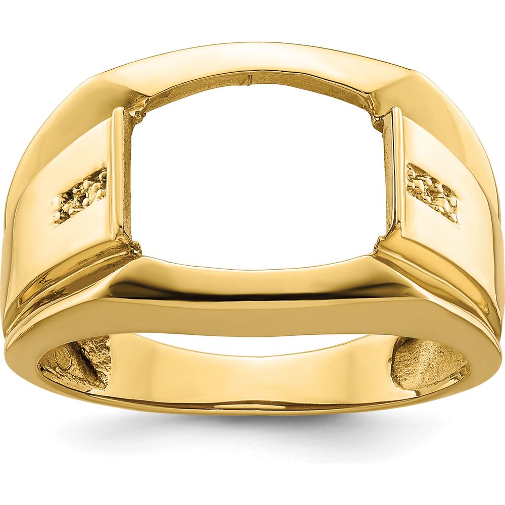 10K Yellow Gold Men's Ring Mounting - Polished Finish, Tapered Band