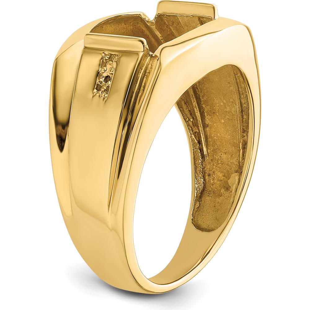 10K Yellow Gold Men's Ring Mounting - Polished Finish, Tapered Band