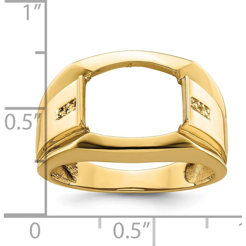 10K Yellow Gold Men's Ring Mounting - Polished Finish, Tapered Band