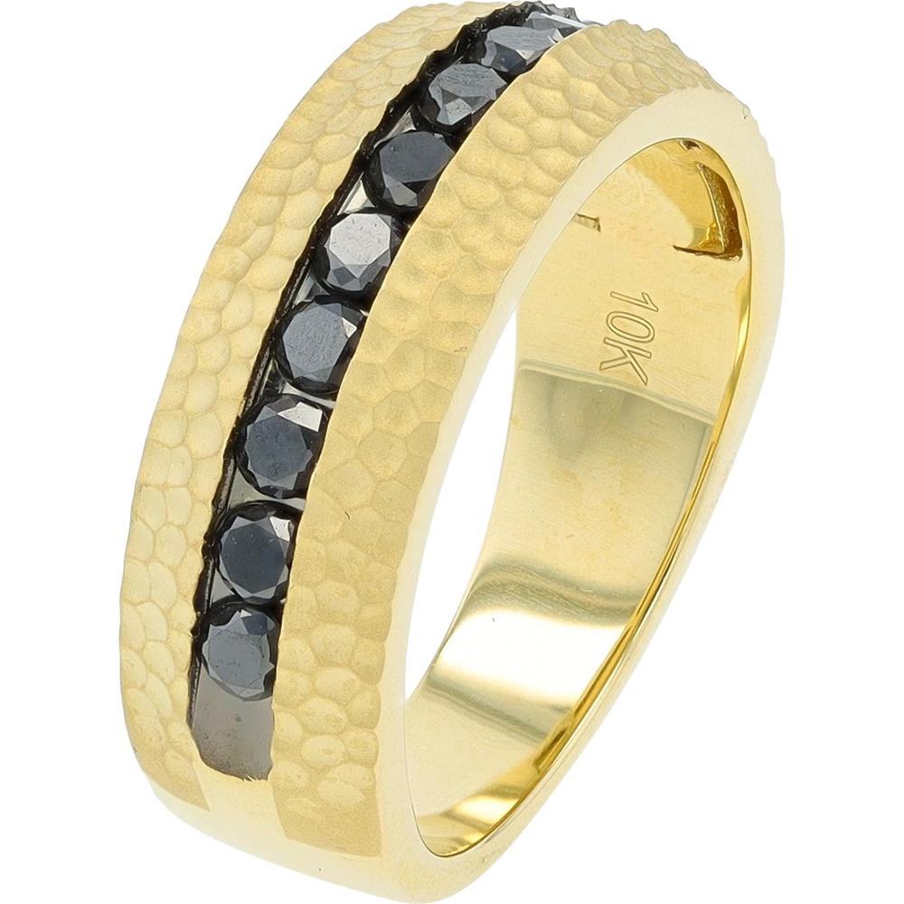 10K Yellow Gold Men's Ring with Black Diamonds - 1.00 Carat Total Diamond Weight