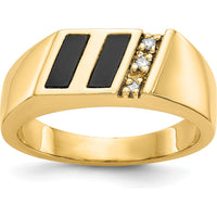 10K Yellow Gold Men's Ring with Diamonds and Onyx - 0.015 Carat Total Diamond Weight by 0