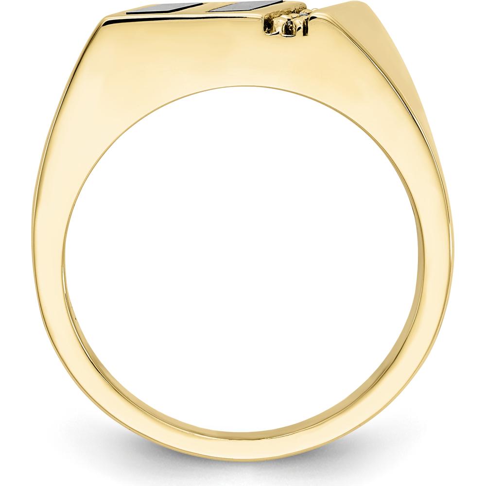 10K Yellow Gold Men's Ring with Diamonds and Onyx - 0.015 Carat Total Diamond Weight by 0