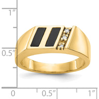 10K Yellow Gold Men's Ring with Diamonds and Onyx - 0.015 Carat Total Diamond Weight by 0