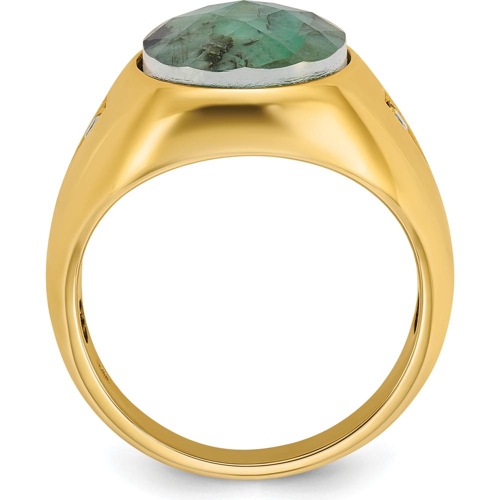 10K Yellow Gold Men's Ring with Emerald Cut Stone and Diamond Accents by IBGoodman
