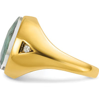 10K Yellow Gold Men's Ring with Emerald Cut Stone and Diamond Accents by IBGoodman