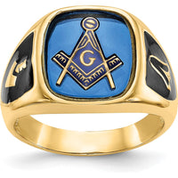 10K Yellow Gold Men's Ring with Imitation Blue Spinel Cushion Stone - 14x12mm