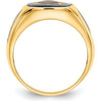 10K Yellow Gold Men's Ring with Imitation Blue Spinel Cushion Stone - 14x12mm