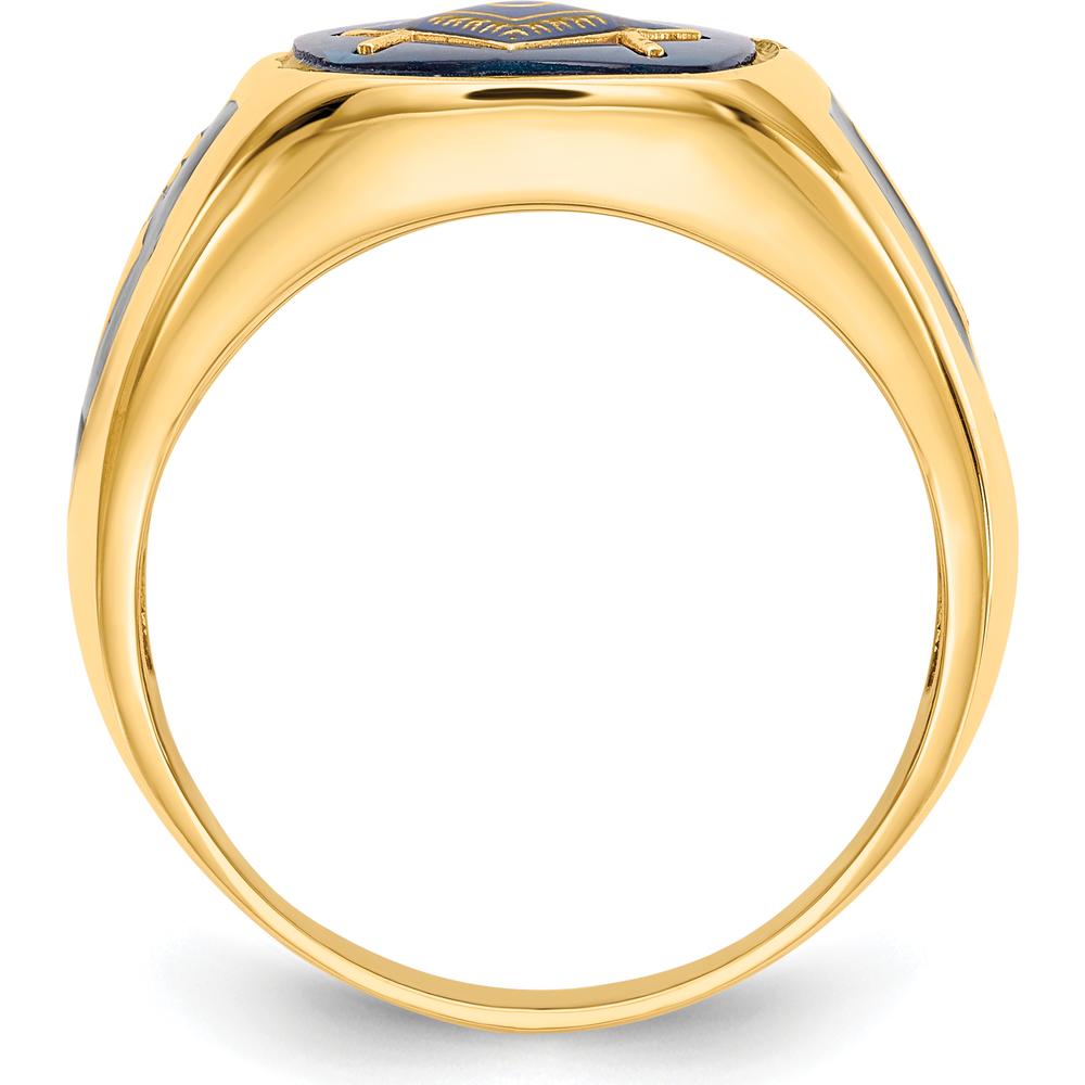 10K Yellow Gold Men's Ring with Imitation Blue Spinel Cushion Stone - 14x12mm