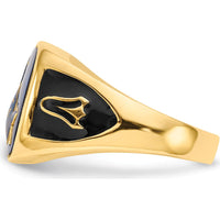 10K Yellow Gold Men's Ring with Imitation Blue Spinel Cushion Stone - 14x12mm