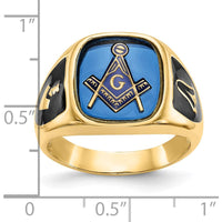 10K Yellow Gold Men's Ring with Imitation Blue Spinel Cushion Stone - 14x12mm