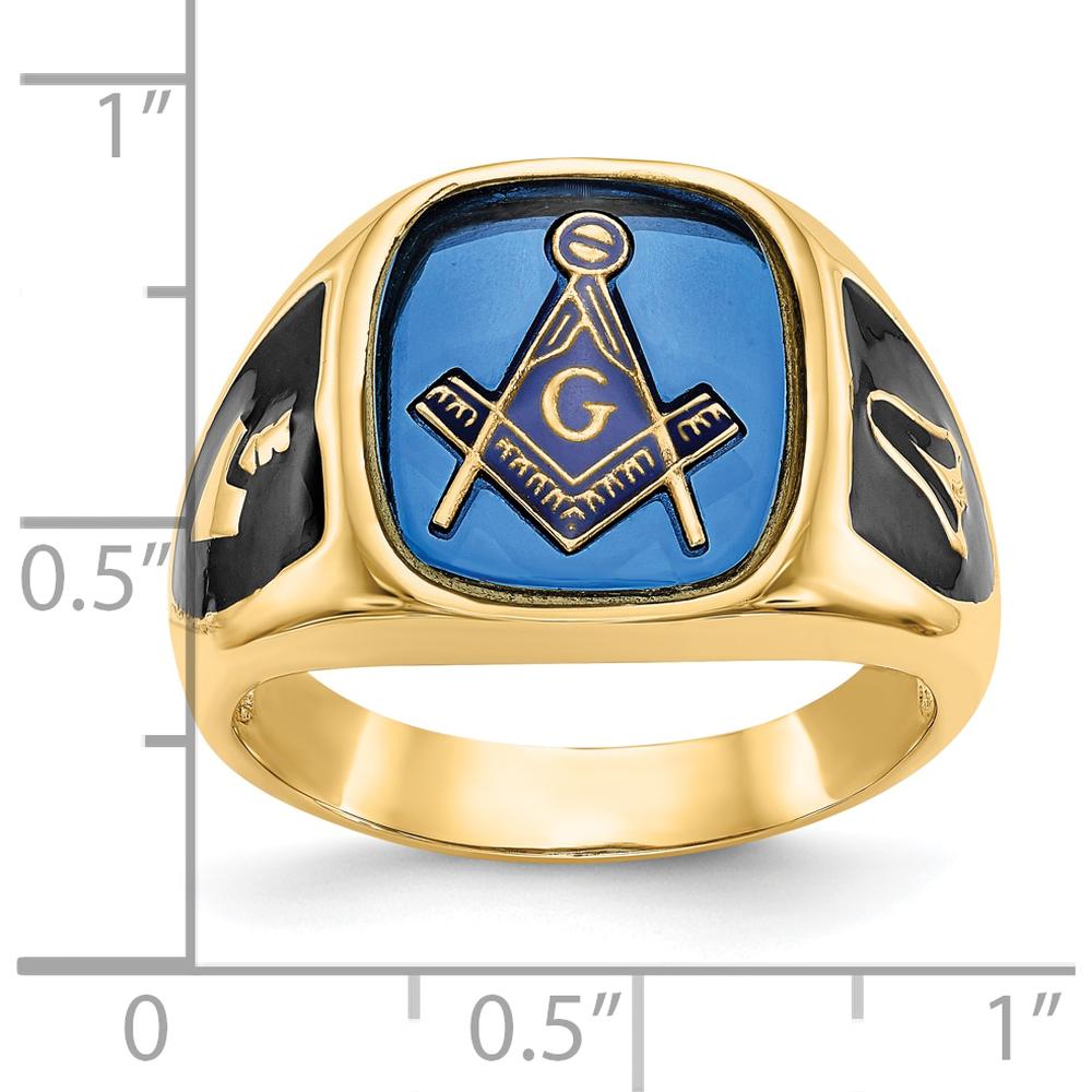 10K Yellow Gold Men's Ring with Imitation Blue Spinel Cushion Stone - 14x12mm