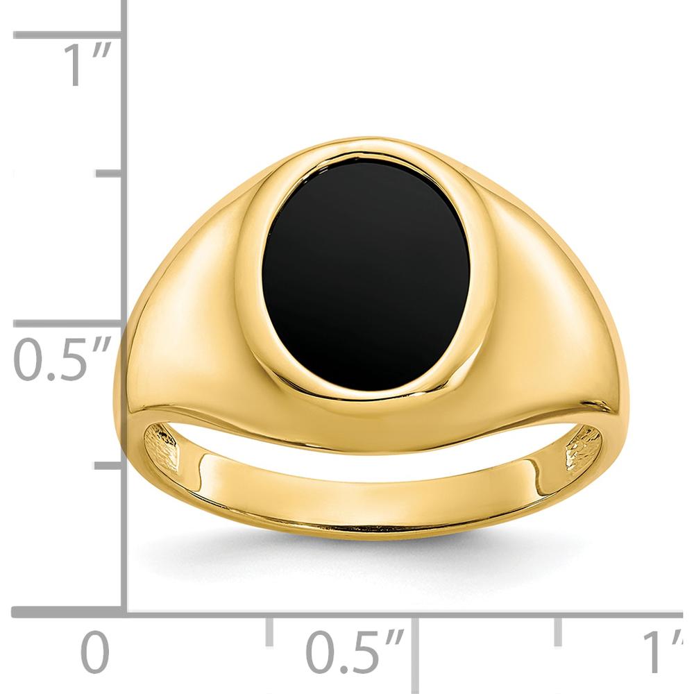 10K Yellow Gold Men's Ring with Oval Natural Onyx - 12x10mm