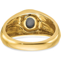 10K Yellow Gold Men's Ring with Oval Stone and Diamond Accents by IBGoodman