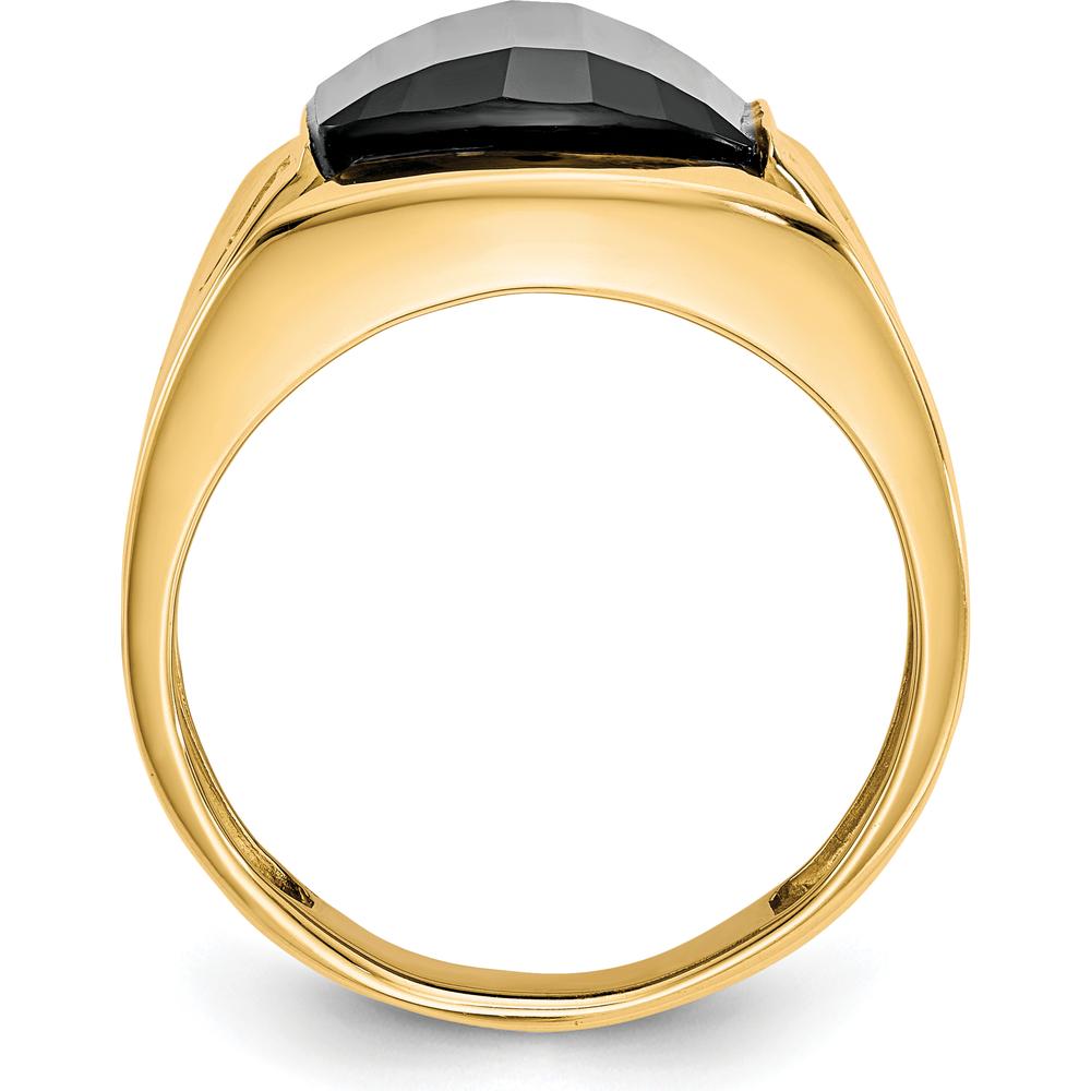 10K Yellow Gold Men's Ring with Round Diamonds and Black Onyx Stone