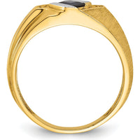 10K Yellow Gold Men's Ring with Square Sapphire and Round Diamond Accents - 0.42 Carats Total Diamond Weight by IBGoodman
